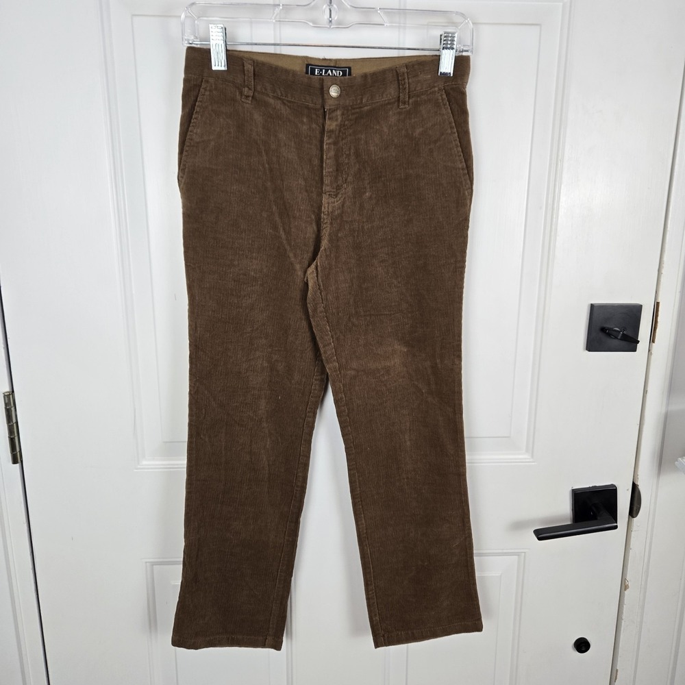 E Land Corduroy Pants Boys Size 10 Acorn‎ Brown Cotton Adjustable Waist Casual